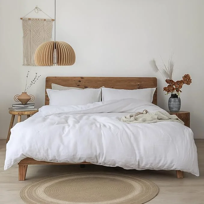 Unique XZ XIFA White Linen Duvet Cover California King Washed French Flax Linen Bedding Set with Zipper Closure Cooling amp Textured Bed Sets for Hot Sleepers 1 Duvet Cover 2 Pillowcases High-Grade