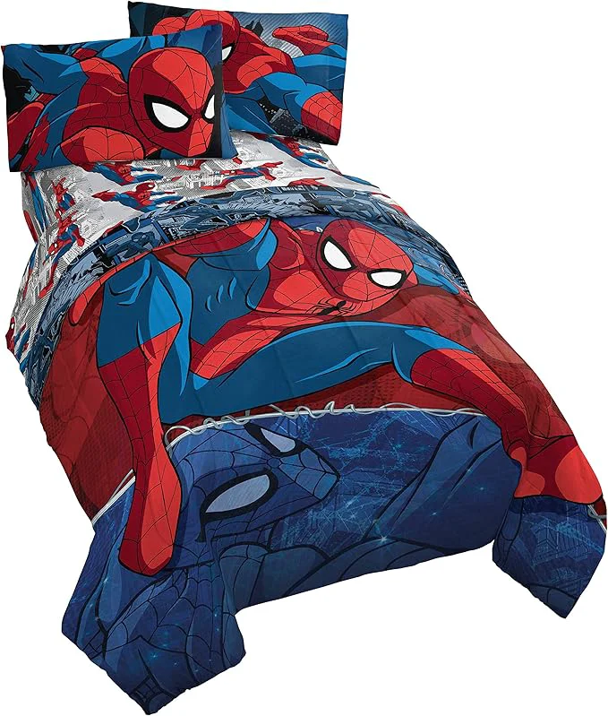 Easy-to-Use Jay Franco Marvel Spiderman Burst 5 Piece Full Bed Set – Includes Reversible Comforter amp Sheet Set – Bedding – Super Soft Fade Resistant Microfiber Marvel Product Reliable