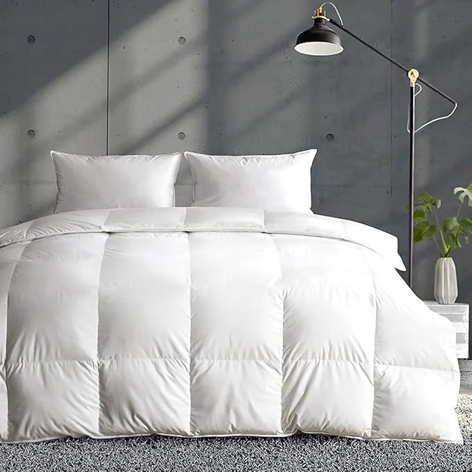 Certified APSMILE Lightweight Down Feather Fibers Comforter Full Queen Size Fluffy Duvet Insert for Warm Weather Hot Sleepers -Ultra Soft Organic Cotton Cover High FP Summer Duvet White 90×90 Luxury