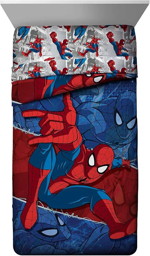 Jay Franco Kids Comforter – Super Soft Reversible Bedding Polyester Microfiber Fill Multi – Spiderman Twin High-Performance