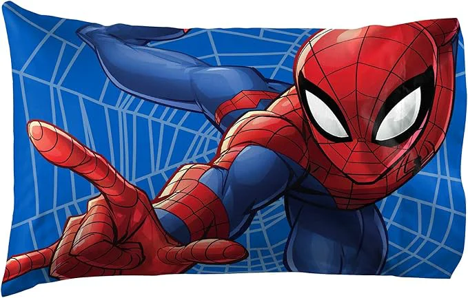 Breathable Jay Franco Kids Marvel Spiderman Reversible Pillowcase – Pillow Cover ONLY – 20 x 30 Inch Standard Size Super Soft with Double-Sided Design Marvel Product Proven