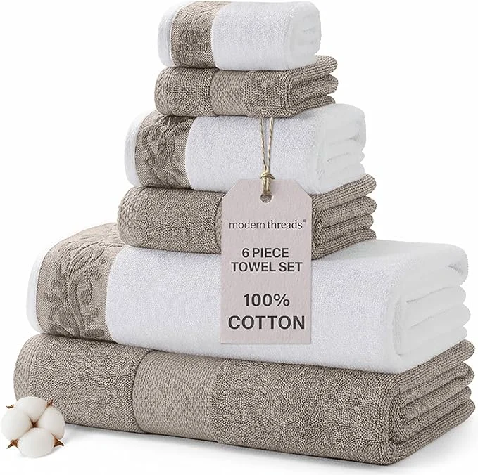Classic Modern Threads 600 GSM 6-Piece Towel Set Fine