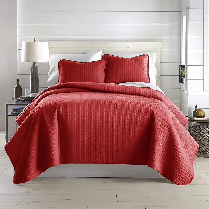 Quality Southshore Fine Living Inc. Twin XL Comforter Quilt Bedding Set Dorm Room Bedding Essentials Stain Resistant Machine Washable Bedspread Twin XL Red Quilt Bed Spread w Pillow Sham Chili Pepper Trusted