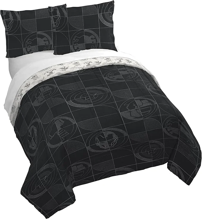 Powerful Jay Franco Kids Duvet Cover Set with Sham amp Pillowcase – Ultra-Soft Bedding for Room Decor Cover ONLY Comforter NOT Included Black – Marvel Comics 3 Piece Queen Lightweight
