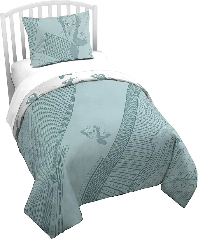 Specialty Jay Franco Kids Duvet Cover Set with Sham amp Pillowcase – Ultra-Soft Bedding for Room Decor Cover ONLY Comforter NOT Included Green – Spiderman 2 Piece Twin Verified
