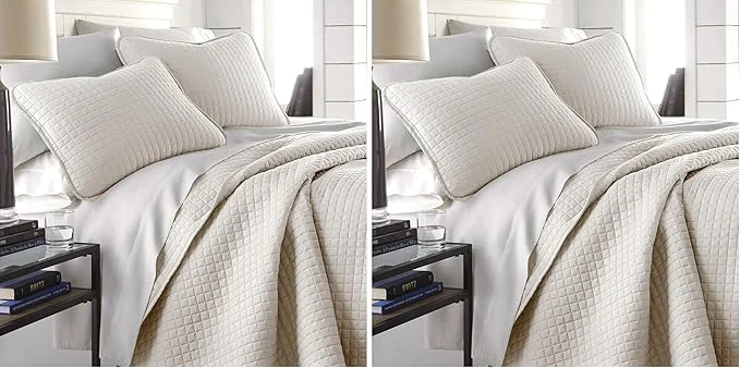 Exceptional Southshore Fine Living Inc. King Quilt Bedding Set Quilted Comforter Coverlet Bed Spread for California Kings Luxury Bedding King Quilt Set Lightweight Quilted Bedspread w Shams Bone Pack of 2 Quality