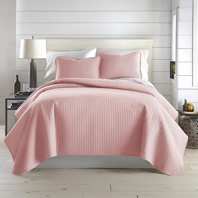 Trusted Southshore Fine Living Inc. Pink King Quilt Set with 2 Pillow Shams Stitched Lightweight Coverlet King Size Stain amp Pet Hair Resistant Bedding Set Fits Standard or California Beds Pastel Pink Contemporary
