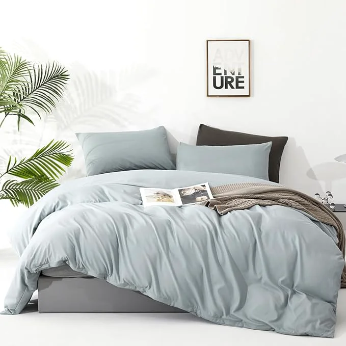 Efficient CLOTHKNOW Light Blue Queen Comforter Set Dusty Blue Bedding Comforter Sets Soft Women Grils Queen Comforter with 2 x Pillow Cases Lightweight