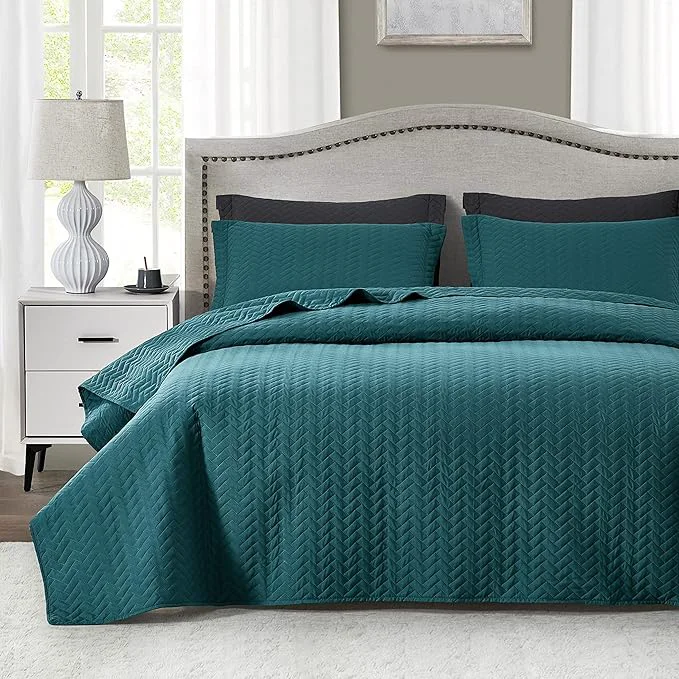 Outstanding Maple amp Stone Quilt Set Twin Twin XL Lightweight Teal Bedspread Ultrasonic Chevron Pattern Light Coverlet for All Season Comforter Bedding Decor – 2 Piece Twin Extra Long Bed Cover Sets Specialty
