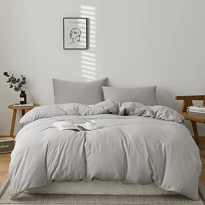Artisan CLOTHKNOW Grey California King Comforter Set 3Pcs Light Gray Bedding Comforter Sets Soft Silver Comforters with 2 x Pillow Cases World-Class
