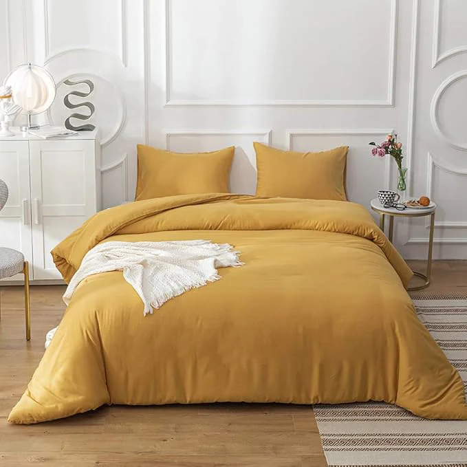 Specialty CLOTHKNOW Mustard Yellow King Size Comforter Set Yellow Bedding Comforter Sets Soft Cozy Turmeric Comforter with 2 x Pillow Cases Proven