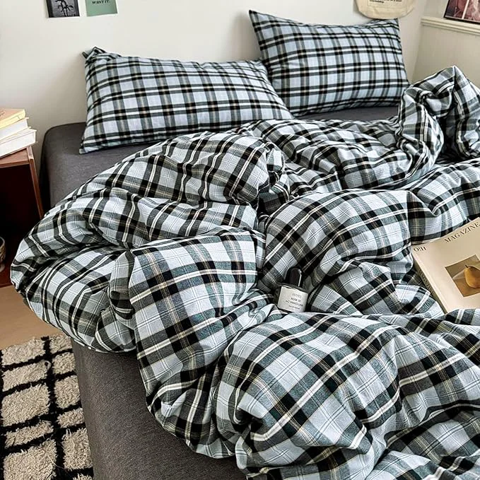 Proven Vintage Grey White Buffalo Plaid Duvet Cover Twin XL Modern Soft 3 Piece Washed Cotton Bedding Set Soft Breathable Checkered Comforter Cover Farmhouse Grid Duvet Cover Plaid Gingham Bedding Set Clean