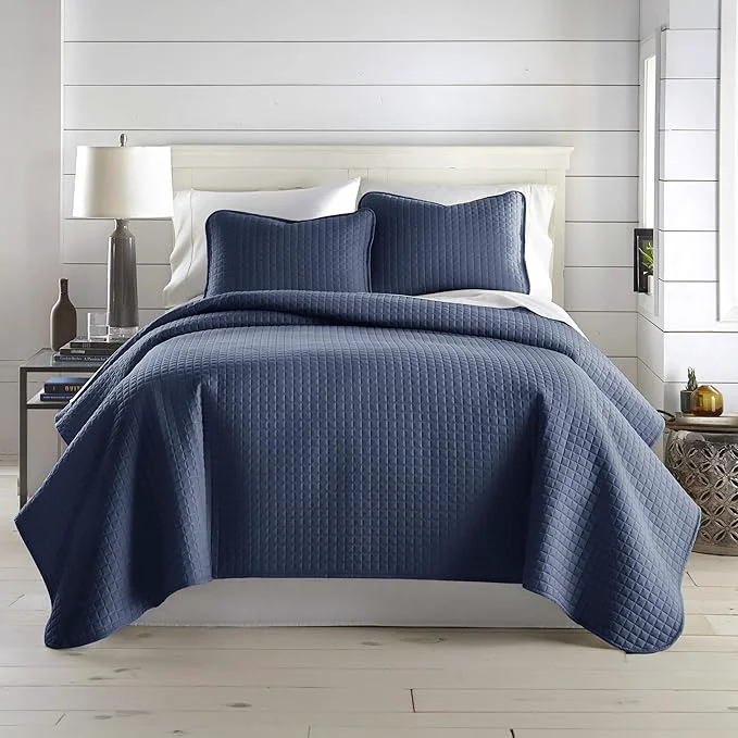 Elegant Southshore Fine Living Inc. Lightweight Quilt King Size Bedding Set Pet Hair Resistant Bedding Oversized King Size Quilt Coverlet Set w 2 Shams Blue Coverlet Quilted Bedspread Dark Blue Quilts Versatile