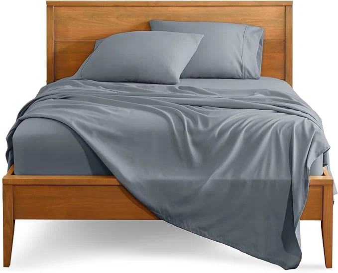 Smooth Bare Home Queen Sheet Set – 1800 Ultra-Soft Microfiber Queen Bed Sheets – Double Brushed – Deep Pockets – Easy Fit – 4 Piece Set – Bedding Sheets amp Pillowcases Queen Steel Blue First-Class