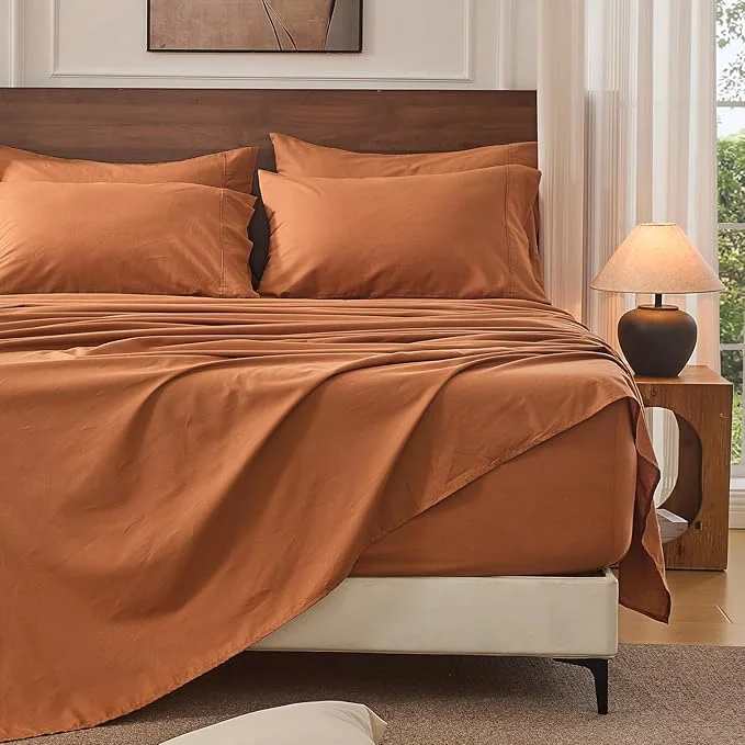 Easy-to-Use Bedlifes French Linen Sheets Queen Size 18-24 quot Extra Deep Pocket 4-Piece Set Breathable amp Moisture-Wicking Soft amp Durable Sheets for Thick Mattresses Brown Lightweight