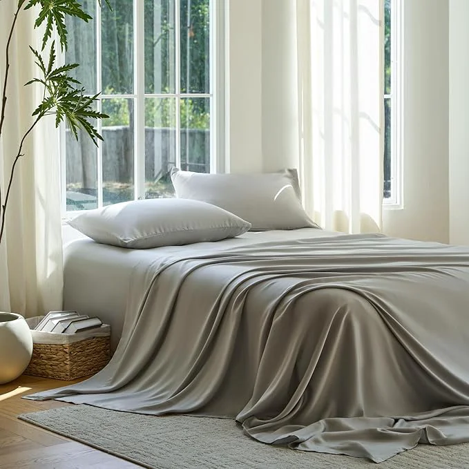 Official DOZ Sheet Set Viscose derived from Bamboo Organically Grown Buttery Soft Cooling Sheets High GSM Deep Pockets – 3 Piece – 1 Pillowcase 1 Fitted Sheet 1 Top Sheet Dove Twin Certified