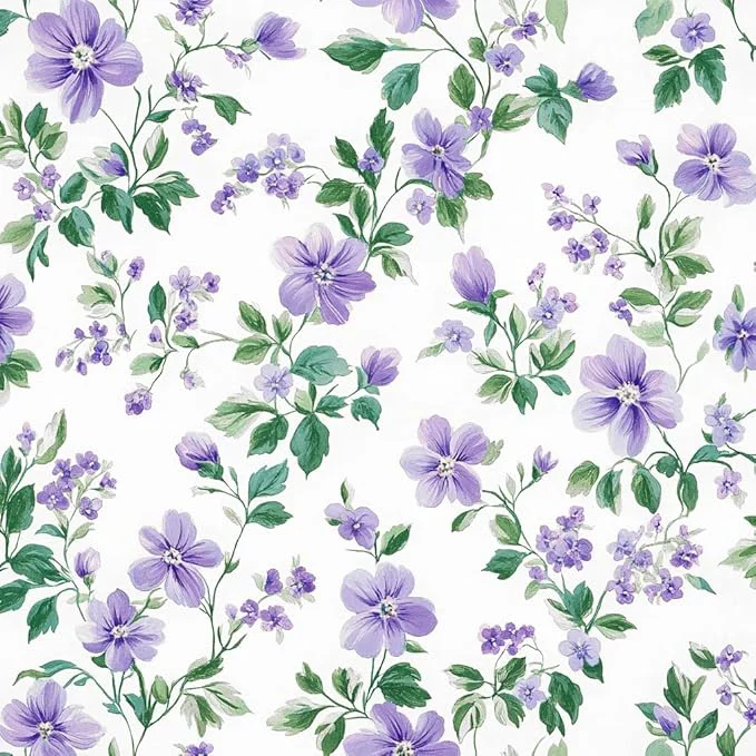 Classic Cottage Girls Woman Purple Flowers Comforter Sets King Size 7Pcs Botanical Flowers Comforter for Bedroom Decor，1 Comforter 2 Pillowcases 1 Fitted Sheet 1 Flat Sheet 2 Pillow Shams Excellent