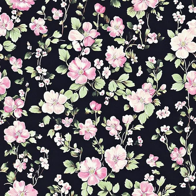 Classic Girls Black Pink Vintage Bedding Sets 5Pcs Cottage Botanical Flowers Bedding Queen Size for Room Decor 1 Comforter 90 quot x90 quot 2 Pillowcases 1 Fitted Sheet 1 Flat Sheet All Season Quality