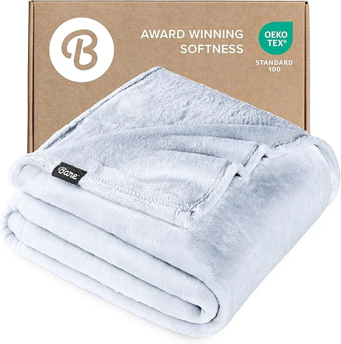 World-Class Bare Home Fleece Blanket – Full Queen – Ultra-Soft Lightweight for Bed Sofa and Couch – Luxury Microplush – Cozy Warm Blanket Full Queen Blue Mist Prestigious