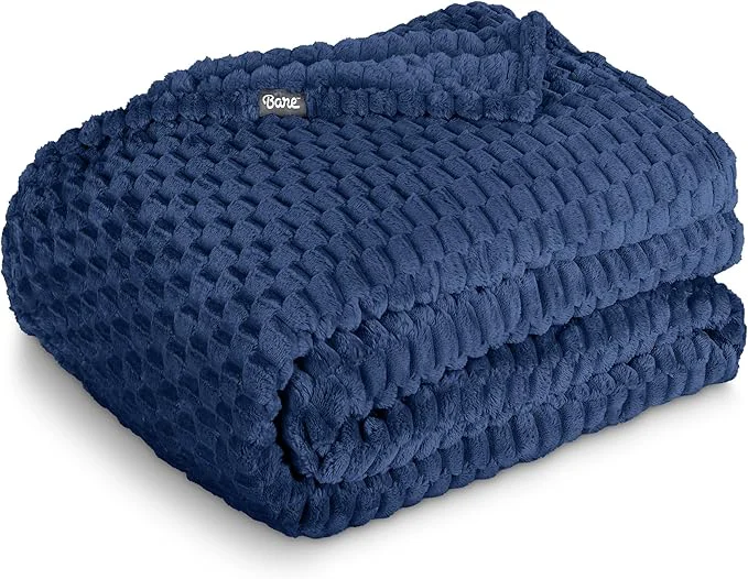 Superior Bare Home Textured Fleece Blanket – Full Queen – Ultra-Soft Lightweight for Bed Sofa and Couch – Luxury Microplush – Cozy Warm Blanket Full Queen Waffle Dark Blue Green