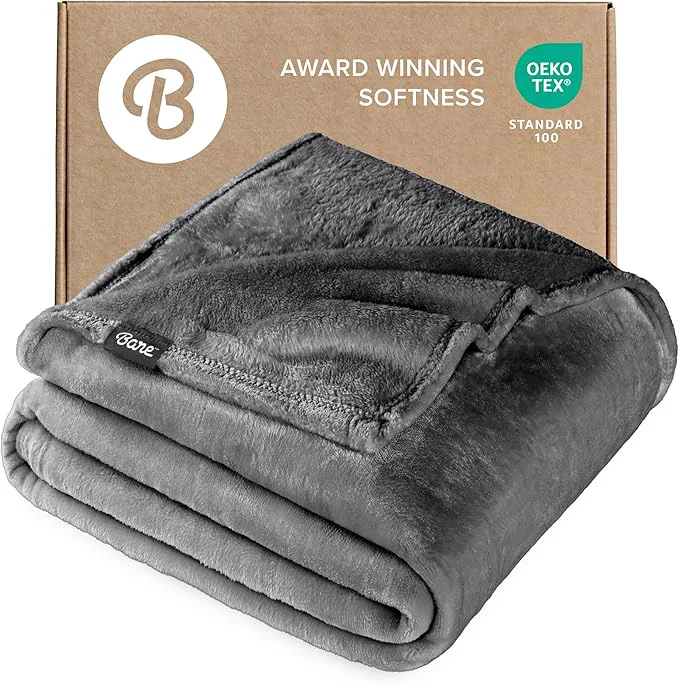 Versatile Bare Home Fleece Blanket – King Size – Ultra-Soft Lightweight for Bed Sofa and Couch – Luxury Microplush – Cozy Warm Blanket King Grey Crafted