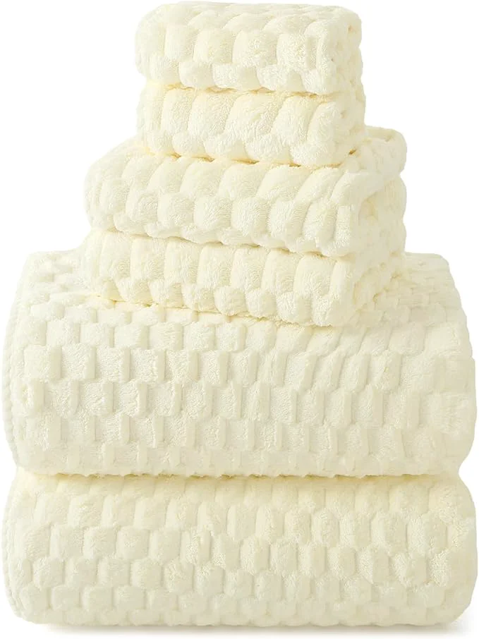 Optimized REDKISS Cream Microfiber Towels Set of 6-35×70 Inches Oversized Bath Sheets Effective