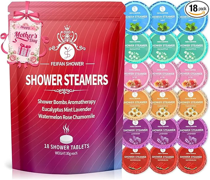 Crafted Shower Steamers Aromatherapy 18 Pack Basket Set Natural