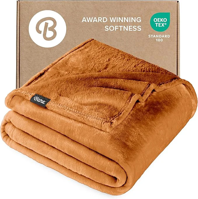 Trendy Bare Home Fleece Blanket – King Size – Ultra-Soft Lightweight for Bed Sofa and Couch – Luxury Microplush – Cozy Warm Blanket King Sienna Certified