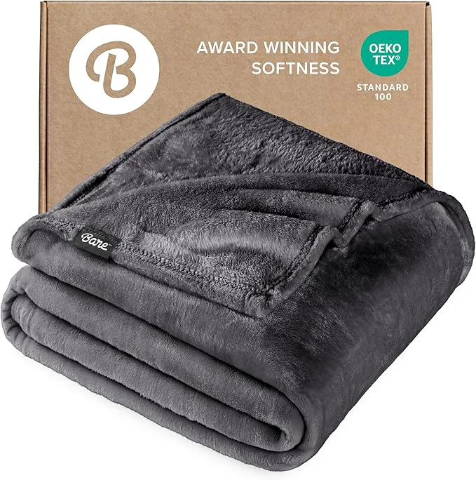 Natural Bare Home Fleece Blanket – Full Queen – Ultra-Soft Lightweight for Bed Sofa and Couch – Luxury Microplush – Cozy Warm Blanket Full Queen Forged Iron Grey Durable