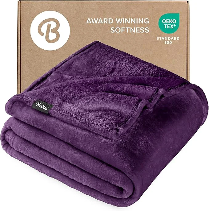 First-Class Bare Home Fleece Blanket – Full Queen – Ultra-Soft Lightweight for Bed Sofa and Couch – Luxury Microplush – Cozy Warm Blanket Full Queen Plum Selected