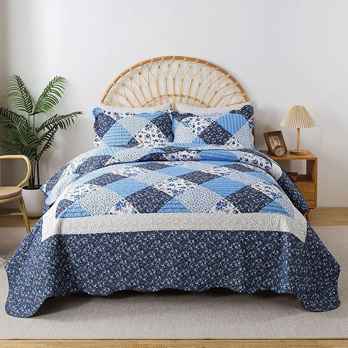 Crafted HoneiLife Queen Bedspreads – Oversized 106 quot x106 quot Quilt Sets 3-Piece All Season Use Microfiber Coverlet Recyclable