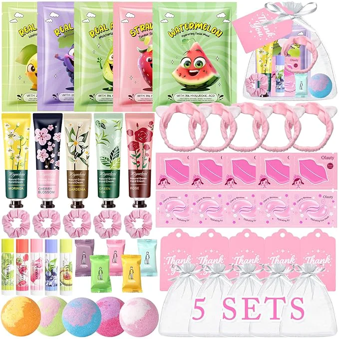 Crafted 55PCS Spa Party Supplies for Girls Spa Party Favors Face Masks Hand Cream Relaxed