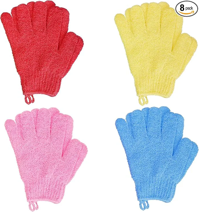 Classic 4 Pairs Bath Exfoliating Gloves Scrub Double Sided Bath Mitts Scrubs Environmentally Friendly