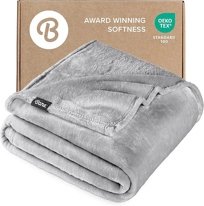 Trusted Bare Home Fleece Blanket – King Size – Ultra-Soft Lightweight for Bed Sofa and Couch – Luxury Microplush – Cozy Warm Blanket King Light Grey Dependable