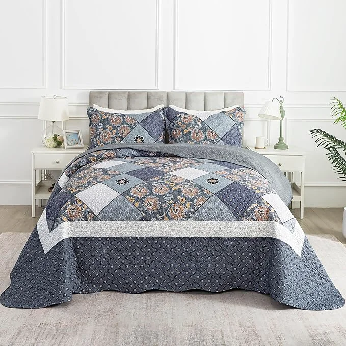Elite HoneiLife Queen Quilt Bedding Set – 3 Piece Microfiber Quilt Sets Reversible Bedspreads Rustic Coverlets for Queen Beds Fine Crafted