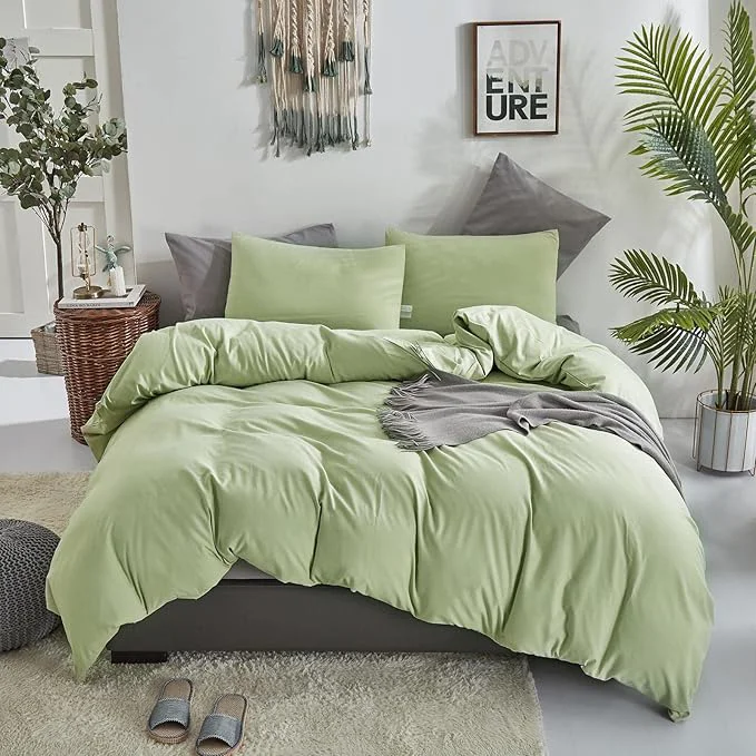 Original KAREVER Sage Comforter Set Full Green Bedding Set Women Bed Comforter Set Breathable Blanket Teens Light Sage Green Lightweight Quilts Set Full Size Contemporary