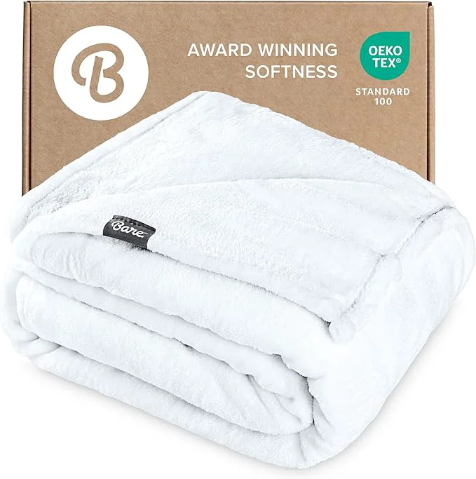 Responsible Bare Home Fleece Blanket – Twin Twin Extra Long – Ultra-Soft Lightweight for Bed Sofa and Couch – Luxury Microplush – Cozy Warm Blanket Twin Twin XL White Premium Material