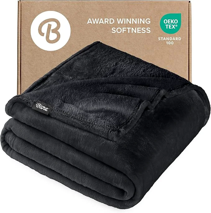 Efficient Bare Home Fleece Blanket – Twin Twin Extra Long – Ultra-Soft Lightweight for Bed Sofa and Couch – Luxury Microplush – Cozy Warm Blanket Twin Twin XL Black Top-Quality