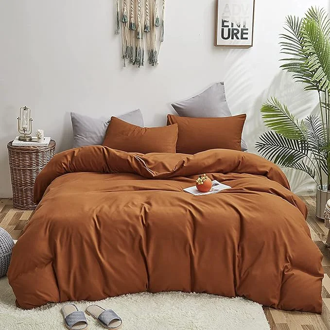 Dependable KAREVER Pumpkin Color Comforter Set – Queen Size Cinnamon Bedding Set – Solid Burnt Orange Bed Comforter Set – Breathable Blanket amp Lightweight Quilts Set Outstanding