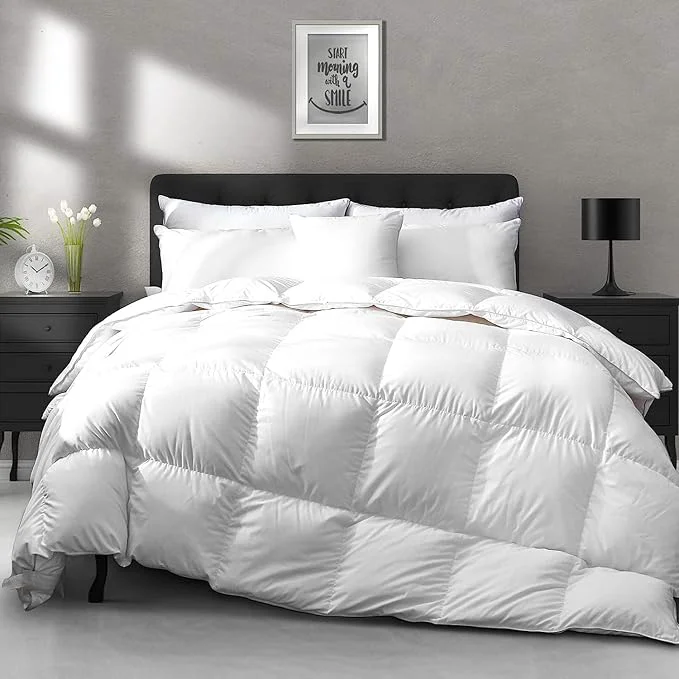 Classic APSMILE Lightweight Down Feather Fibers Comforter Twin Size – Cooling Bed Comforter Hotel Collection High Fill-Power Thin Duvet Insert for Warm Weather Hot Sleepers 68×90 White Authentic
