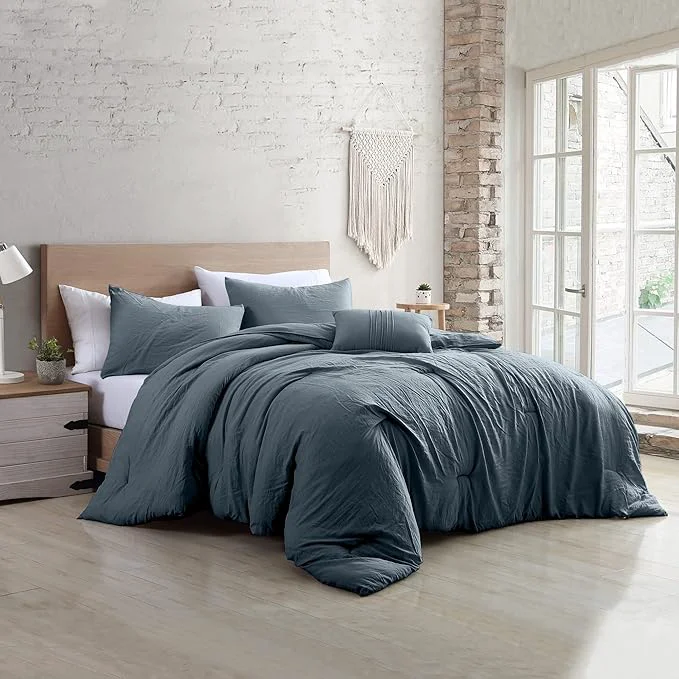 Modern Threads 4-Piece Garment-Washed Comforter Set Beck Denim King Crafted