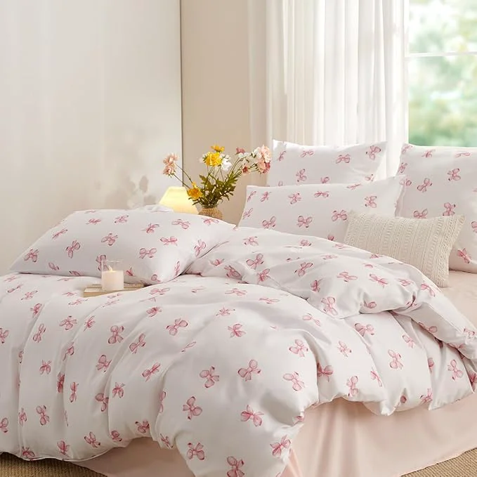 Easy-to-Use White Twin Comforter Set – Pink Bow Quilt Bedding Set 2 Pieces Comforter Set Twin Size Soft amp Lightweight Comforter 68 x 90 for Girl All Season amp 1 Pillowcase 30 x20 Prestigious