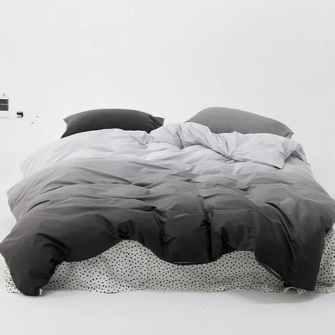 Efficient Luxlovery Grey and Black Gradient Comforter Set King Dark Grey Bedding Set Men Women Minimalist Bedding Set Soft Breathable Blanket Quilts Modern Gradient Comforter Set Flexible