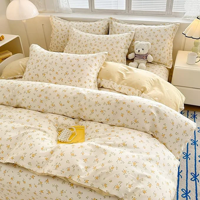 Professional Yellow Queen Comforter Set – Orange Floral Comforter Set Queen Size Quilt Bedding Set 3 Pieces Soft amp Lightweight Comforter 90 x 90 amp 2 Pillowcases 30 x20 Natural