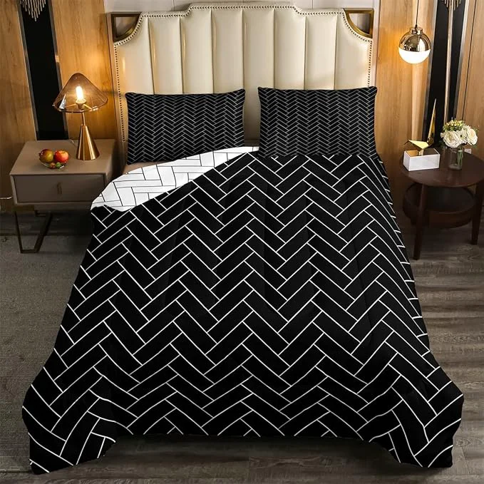 Trusted Erosebridal Black Striped Comforter Reversible Geometric White Grid Comforter Set Twin Boho Stripes Bedding Set for Kids Boys Girls Teens Women Men Room Aztec Striped Duvet Insert with 1 Pillow Case World-Class