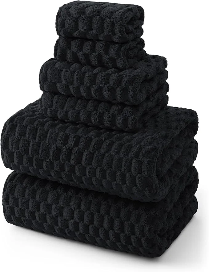 Practical REDKISS Black Microfiber Towels Set of 6-35×70 Inches Oversized Bath Sheets Easy-to-Use