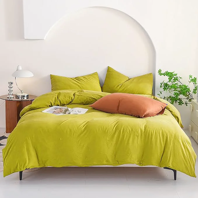 Organic Luxlovery Chartreuse Comforter Set California King Moss Green Bedding Comforter Set Modern Grass Green Soft Breathable Blanket Quilts 3 Piece Bedding Set for Cal King Bed Effective