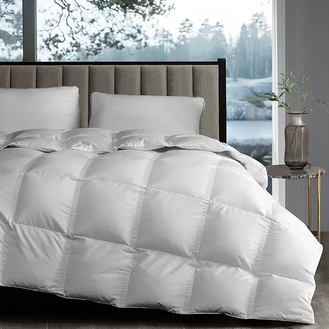 Natural Hotel Grand White Goose Down Fiber Comforter King Size – Luxury Hotel Collection Comforter Lightweight King Duvet Insert – 2.5cm Breathable Panel for Summer and Hot Sleeper 106 quot x 90 quot Sophisticated