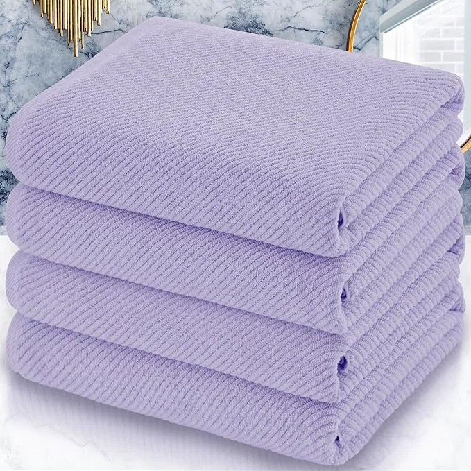 Convenient VOOVA MOVAS Purple Bath Towels Set of 4 Large 30 x 56 Stylish