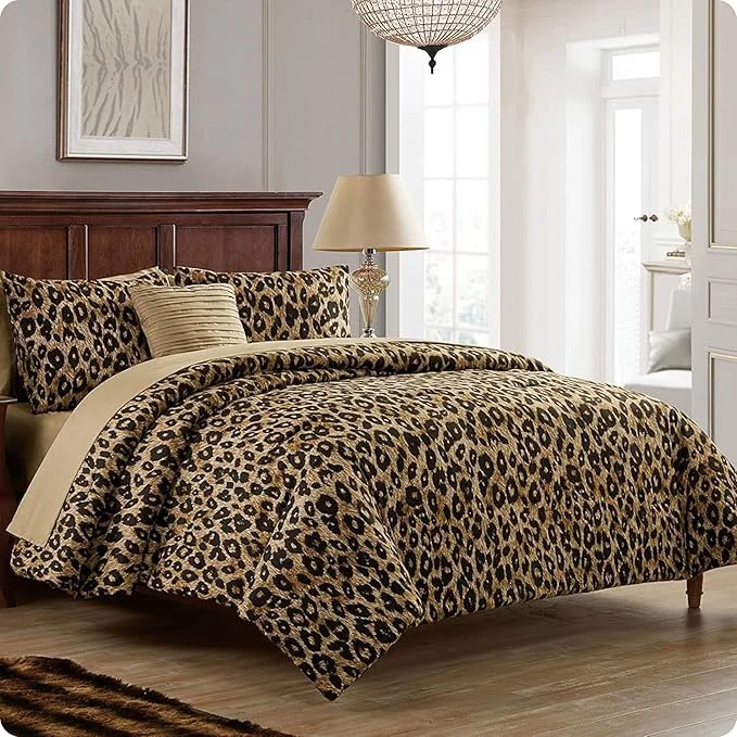 Solid VCNY Home Bed in a Bag 8-Piece Bedding Set – King Size Cheetah Print Shams Decorative Pillows amp Pillowcases Your Home Decor Luxurious Soft amp Cozy No-Wrinkle Microfiber Polyester Specialty